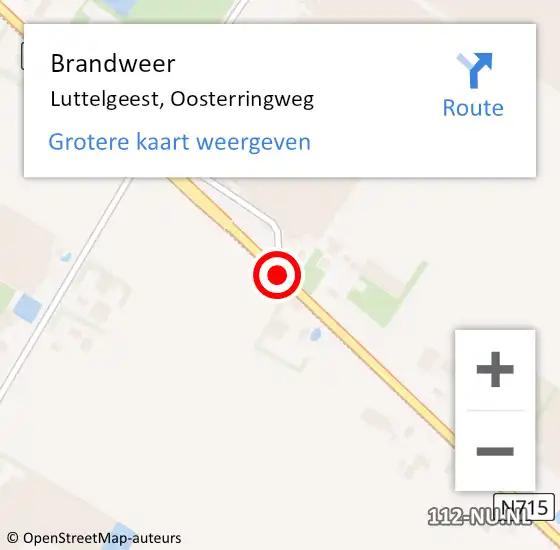 Locatie op kaart van de 112 melding: Brandweer Luttelgeest, Oosterringweg op 12 september 2013 11:51