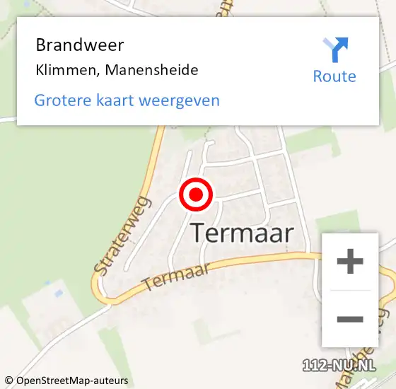 Locatie op kaart van de 112 melding: Brandweer Klimmen, Manensheide op 7 juni 2015 08:43