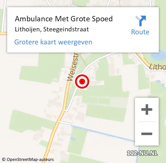 Locatie op kaart van de 112 melding: Ambulance Met Grote Spoed Naar Lithoijen, Steegeindstraat op 7 juni 2015 10:36
