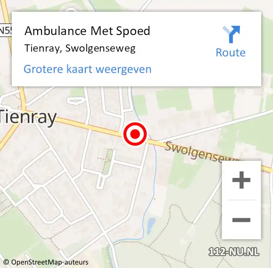 Locatie op kaart van de 112 melding: Ambulance Met Spoed Naar Tienray, Swolgenseweg op 7 juni 2015 10:50