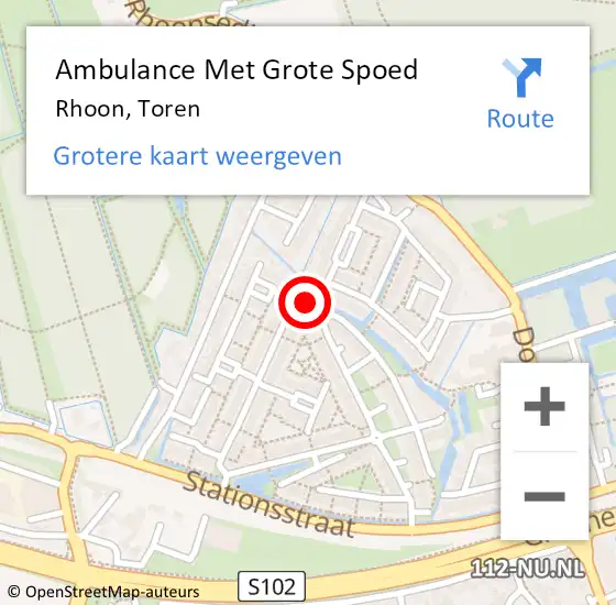 Locatie op kaart van de 112 melding: Ambulance Met Grote Spoed Naar Rhoon, Toren op 7 juni 2015 11:04