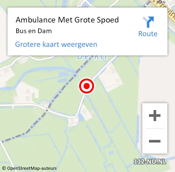 Locatie op kaart van de 112 melding: Ambulance Met Grote Spoed Naar Bus en Dam op 7 juni 2015 12:02