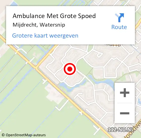 Locatie op kaart van de 112 melding: Ambulance Met Grote Spoed Naar Mijdrecht, Watersnip op 10 november 2013 05:03