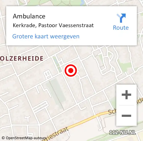 Locatie op kaart van de 112 melding: Ambulance Kerkrade, Pastoor Vaessenstraat op 10 november 2013 05:25