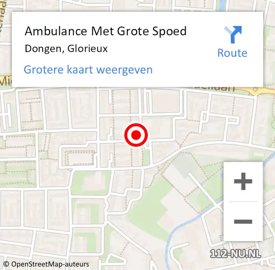 Locatie op kaart van de 112 melding: Ambulance Met Grote Spoed Naar Dongen, Glorieux op 7 juni 2015 13:11