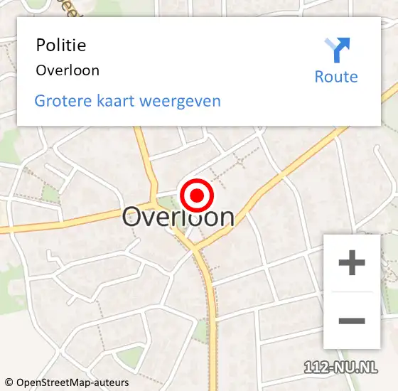 Locatie op kaart van de 112 melding: Politie Overloon op 7 juni 2015 13:20