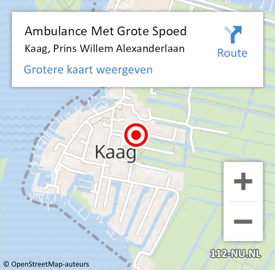 Locatie op kaart van de 112 melding: Ambulance Met Grote Spoed Naar Kaag, Prins Willem Alexanderlaan op 7 juni 2015 13:53