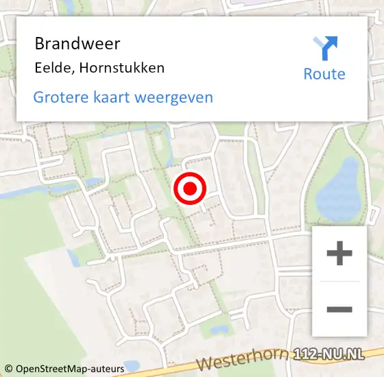 Locatie op kaart van de 112 melding: Brandweer Eelde, Hornstukken op 7 juni 2015 14:28