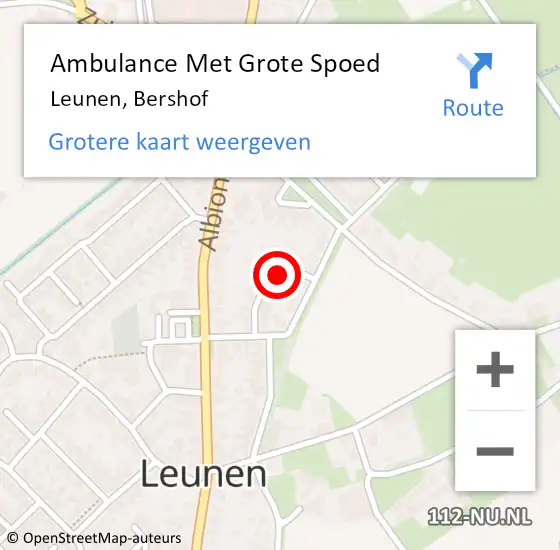 Locatie op kaart van de 112 melding: Ambulance Met Grote Spoed Naar Leunen, Bershof op 7 juni 2015 14:53