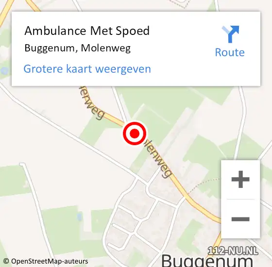 Locatie op kaart van de 112 melding: Ambulance Met Spoed Naar Buggenum, Molenweg op 7 juni 2015 15:19