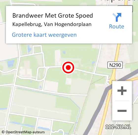 Locatie op kaart van de 112 melding: Brandweer Met Grote Spoed Naar Kapellebrug, Van Hogendorplaan op 7 juni 2015 15:19