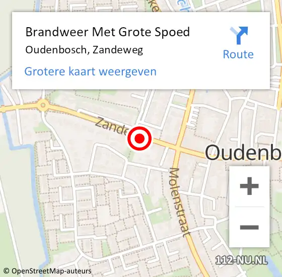 Locatie op kaart van de 112 melding: Brandweer Met Grote Spoed Naar Oudenbosch, Zandeweg op 7 juni 2015 15:48