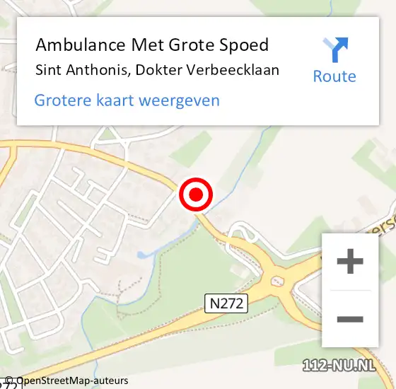 Locatie op kaart van de 112 melding: Ambulance Met Grote Spoed Naar Sint Anthonis, Dokter Verbeecklaan op 7 juni 2015 15:49