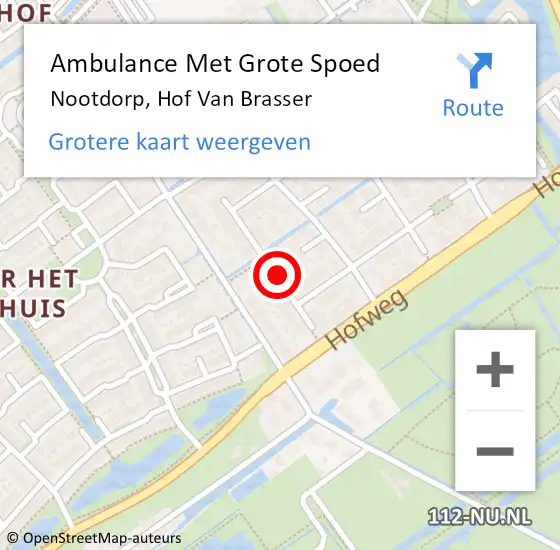 Locatie op kaart van de 112 melding: Ambulance Met Grote Spoed Naar Nootdorp, Hof Van Brasser op 7 juni 2015 16:07