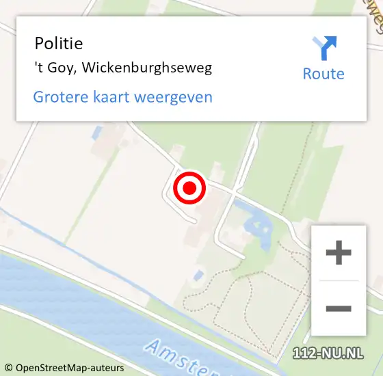 Locatie op kaart van de 112 melding: Politie 't Goy, Wickenburghseweg op 7 juni 2015 16:56