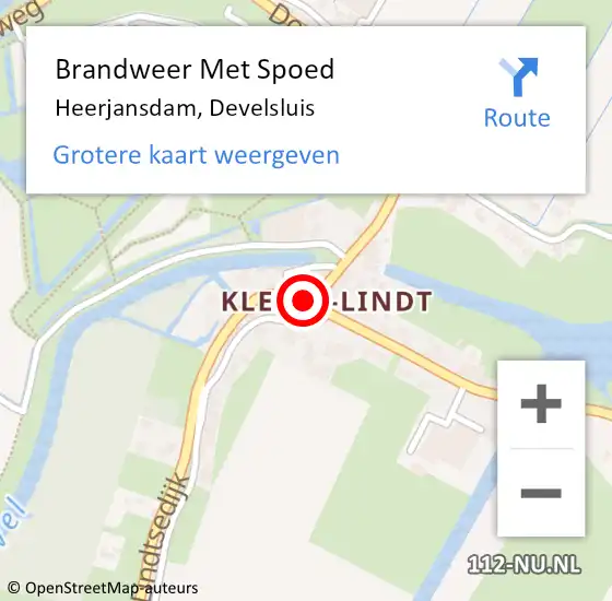 Locatie op kaart van de 112 melding: Brandweer Met Spoed Naar Heerjansdam, Develsluis op 7 juni 2015 17:32