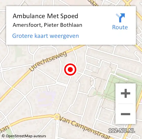 Locatie op kaart van de 112 melding: Ambulance Met Spoed Naar Amersfoort, Pieter Bothlaan op 7 juni 2015 17:38