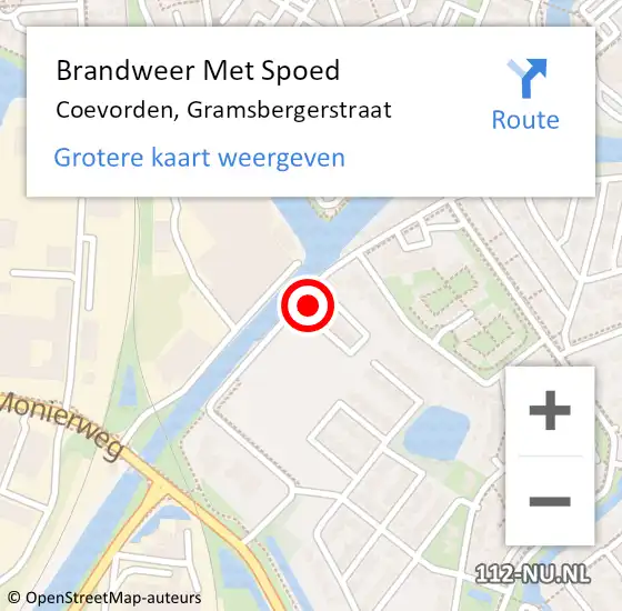 Locatie op kaart van de 112 melding: Brandweer Met Spoed Naar Coevorden, Gramsbergerstraat op 7 juni 2015 18:27