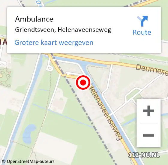 Locatie op kaart van de 112 melding: Ambulance Griendtsveen, Helenaveenseweg op 10 november 2013 07:06