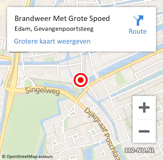 Locatie op kaart van de 112 melding: Brandweer Met Grote Spoed Naar Edam, Gevangenpoortsteeg op 7 juni 2015 19:56