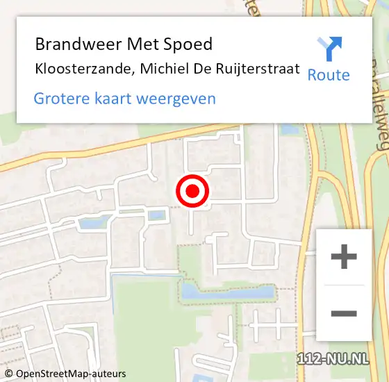 Locatie op kaart van de 112 melding: Brandweer Met Spoed Naar Kloosterzande, Michiel De Ruijterstraat op 7 juni 2015 20:49