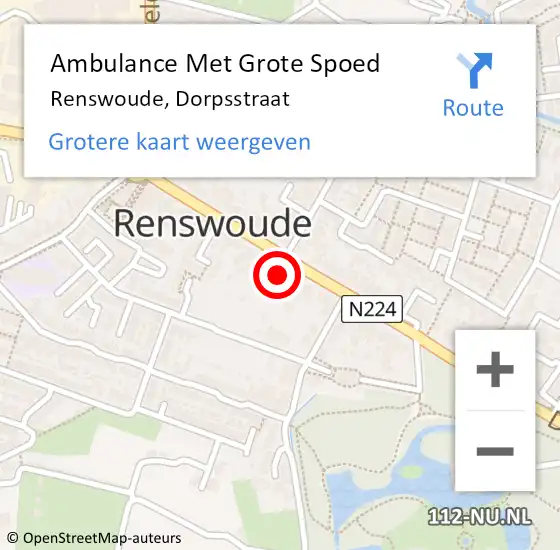 Locatie op kaart van de 112 melding: Ambulance Met Grote Spoed Naar Renswoude, Dorpsstraat op 7 juni 2015 20:51