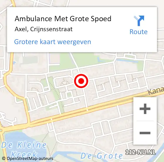 Locatie op kaart van de 112 melding: Ambulance Met Grote Spoed Naar Axel, Crijnssenstraat op 7 juni 2015 22:03