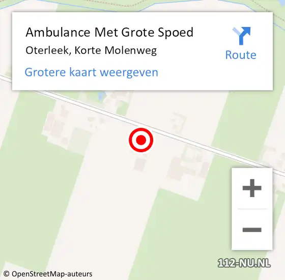 Locatie op kaart van de 112 melding: Ambulance Met Grote Spoed Naar Oterleek, Korte Molenweg op 7 juni 2015 22:28