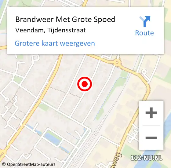 Locatie op kaart van de 112 melding: Brandweer Met Grote Spoed Naar Veendam, Tijdensstraat op 7 juni 2015 22:34