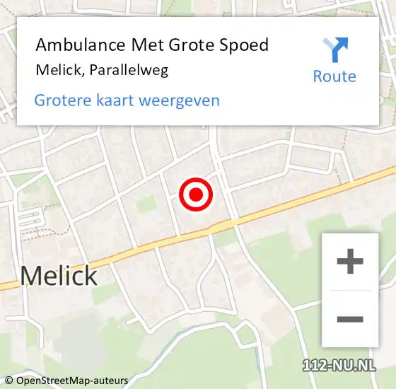 Locatie op kaart van de 112 melding: Ambulance Met Grote Spoed Naar Melick, Parallelweg op 8 juni 2015 00:26