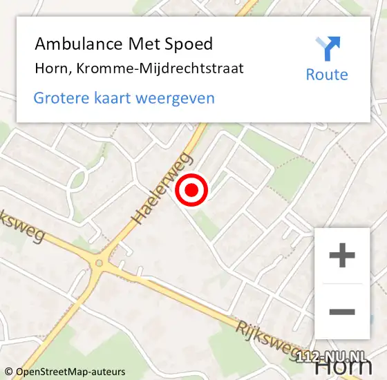 Locatie op kaart van de 112 melding: Ambulance Met Spoed Naar Horn, Kromme-Mijdrechtstraat op 8 juni 2015 04:19