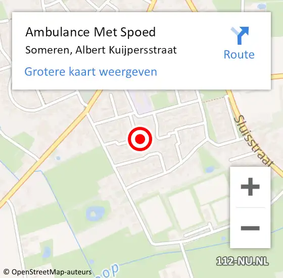 Locatie op kaart van de 112 melding: Ambulance Met Spoed Naar Someren, Albert Kuijpersstraat op 8 juni 2015 07:29
