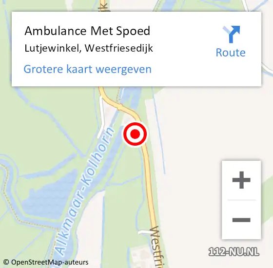 Locatie op kaart van de 112 melding: Ambulance Met Spoed Naar Lutjewinkel, Westfriesedijk op 10 november 2013 08:25