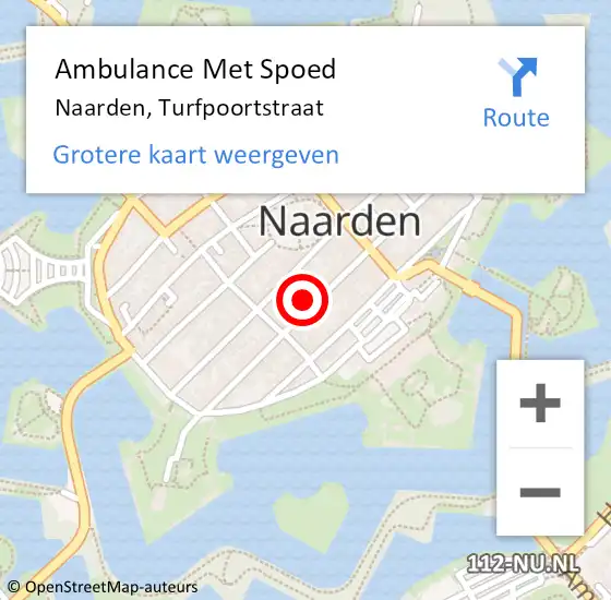 Locatie op kaart van de 112 melding: Ambulance Met Spoed Naar Naarden, Turfpoortstraat op 8 juni 2015 08:53
