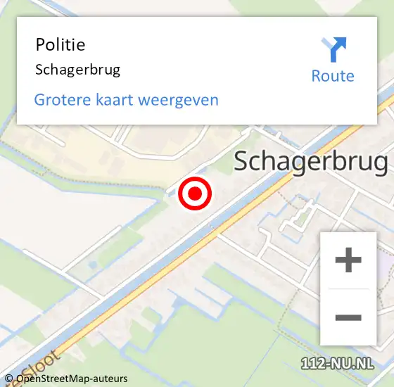 Locatie op kaart van de 112 melding: Politie Schagerbrug op 8 juni 2015 09:43