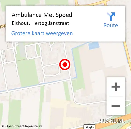 Locatie op kaart van de 112 melding: Ambulance Met Spoed Naar Elshout, Hertog Janstraat op 8 juni 2015 10:41