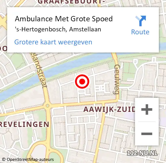 Locatie op kaart van de 112 melding: Ambulance Met Grote Spoed Naar 's-Hertogenbosch, Amstellaan op 8 juni 2015 11:12