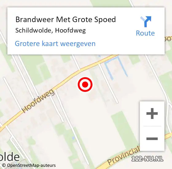 Locatie op kaart van de 112 melding: Brandweer Met Grote Spoed Naar Schildwolde, Hoofdweg op 8 juni 2015 11:13