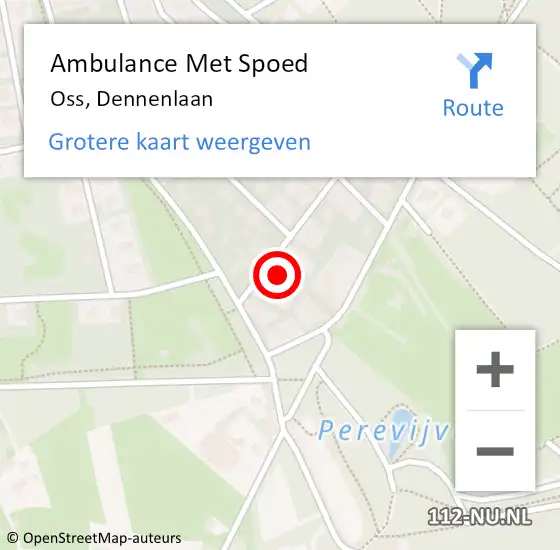 Locatie op kaart van de 112 melding: Ambulance Met Spoed Naar Oss, Dennenlaan op 8 juni 2015 12:51