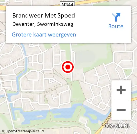 Locatie op kaart van de 112 melding: Brandweer Met Spoed Naar Deventer, Sworminksweg op 8 juni 2015 12:57