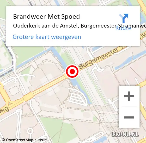 Locatie op kaart van de 112 melding: Brandweer Met Spoed Naar Ouderkerk aan de Amstel, Burgemeester Stramanweg op 8 juni 2015 13:06