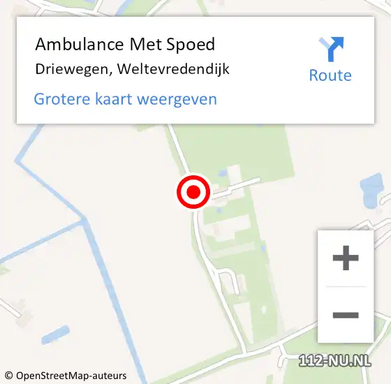 Locatie op kaart van de 112 melding: Ambulance Met Spoed Naar Driewegen, Weltevredendijk op 8 juni 2015 13:11