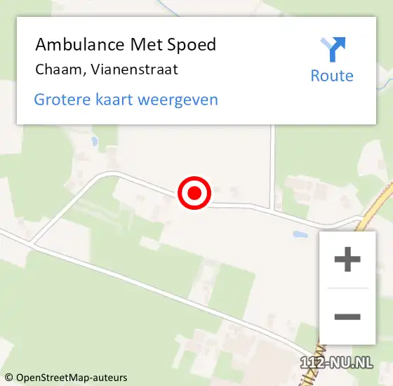 Locatie op kaart van de 112 melding: Ambulance Met Spoed Naar Chaam, Vianenstraat op 8 juni 2015 13:18