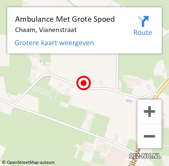 Locatie op kaart van de 112 melding: Ambulance Met Grote Spoed Naar Chaam, Vianenstraat op 8 juni 2015 13:21