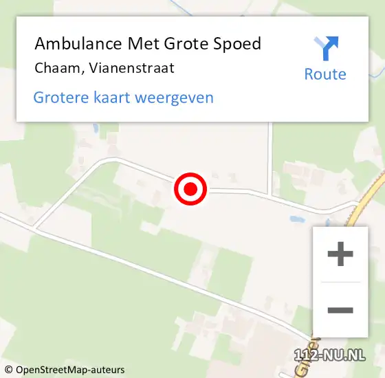 Locatie op kaart van de 112 melding: Ambulance Met Grote Spoed Naar Chaam, Vianenstraat op 8 juni 2015 13:21