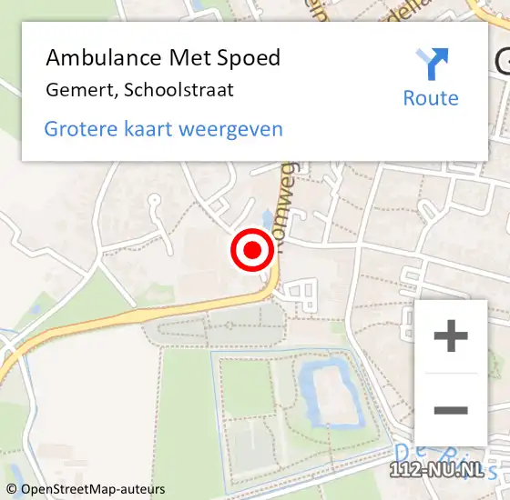 Locatie op kaart van de 112 melding: Ambulance Met Spoed Naar Gemert, Schoolstraat op 8 juni 2015 14:31