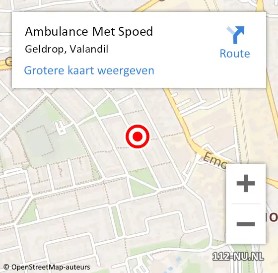 Locatie op kaart van de 112 melding: Ambulance Met Spoed Naar Geldrop, Valandil op 8 juni 2015 14:37
