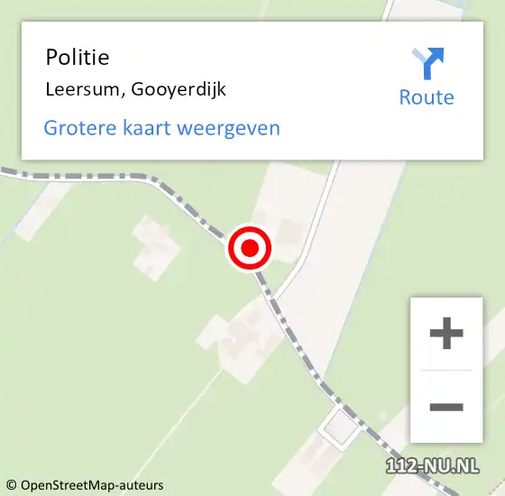 Locatie op kaart van de 112 melding: Politie Leersum, Gooyerdijk op 8 juni 2015 16:48