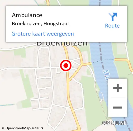 Locatie op kaart van de 112 melding: Ambulance Broekhuizen, Hoogstraat op 8 juni 2015 17:01