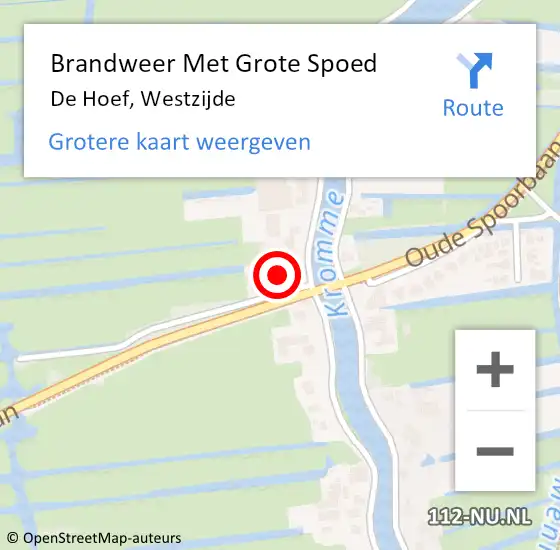 Locatie op kaart van de 112 melding: Brandweer Met Grote Spoed Naar De Hoef, Westzijde op 8 juni 2015 17:48